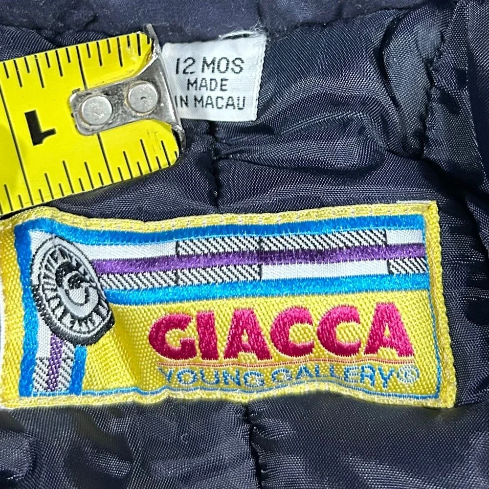 VTG Giacca Young Gallery Baby Snowsuit BuntingNavy Blue 12 Months Mittens Hooded